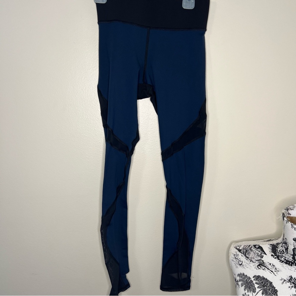 MICHI NAVY BLUE/BLACK EXPOSE SEAM LEGGINGS MESH DETAIL Stirrup legging SIZE XS